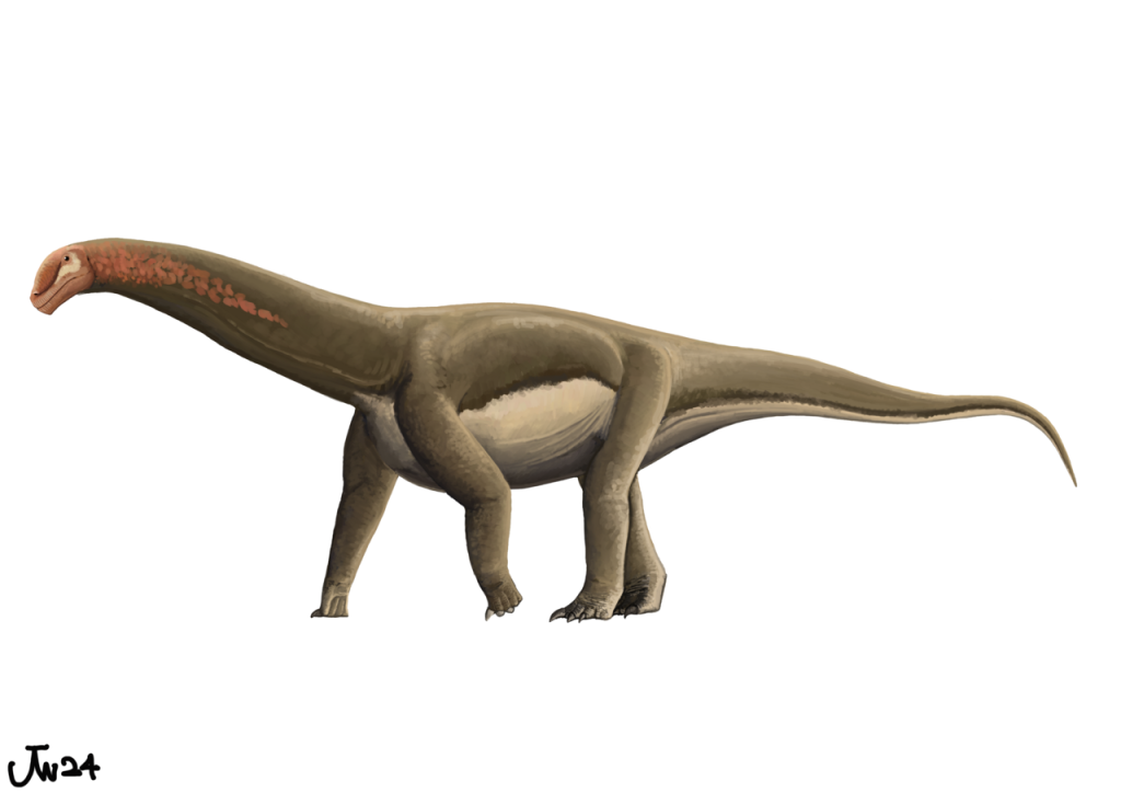 Illustration of a Vulcanodon, a long-necked dinosaur, showcasing its distinctive features.
